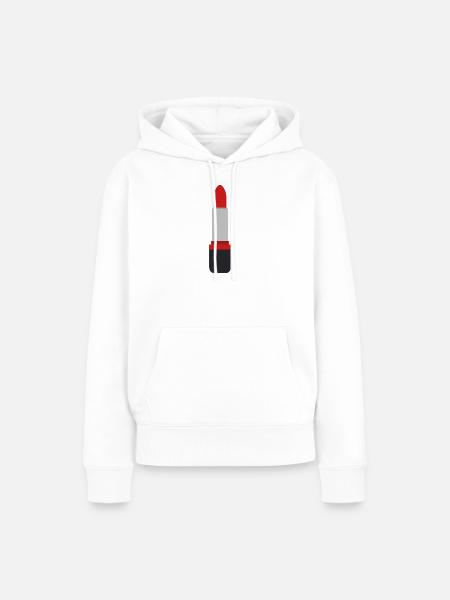 Lippenstift - Frauen Premium Bio Hoodie - Weiß