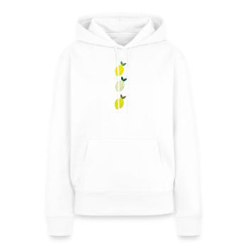 Illustration des trois citrons à la main - Sweat à capuche Premium bio Femme - blanc - Devant - Julia (174cm)
