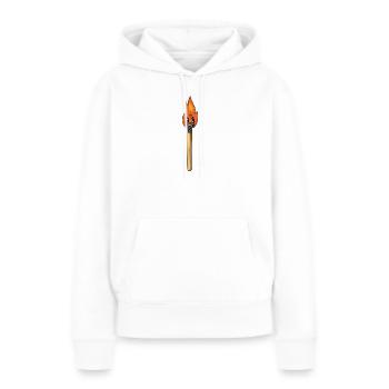 Mascotte de feu en allumette de dessins animés vintage allumés - Sweat à capuche Premium bio Femme - blanc - Devant - Julia (174cm)