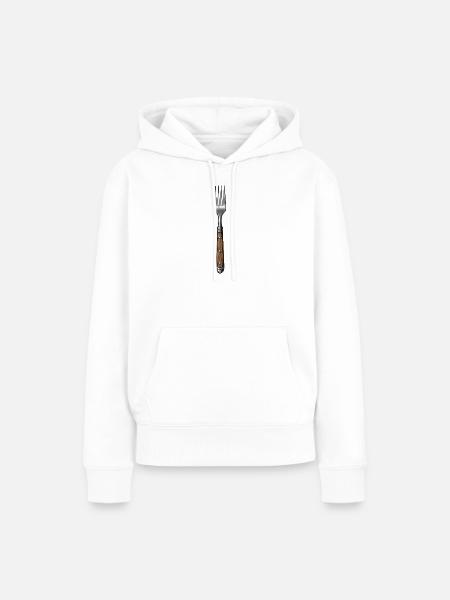 Gabelkunst mit Holzgriff - Frauen Premium Bio Hoodie - Weiß