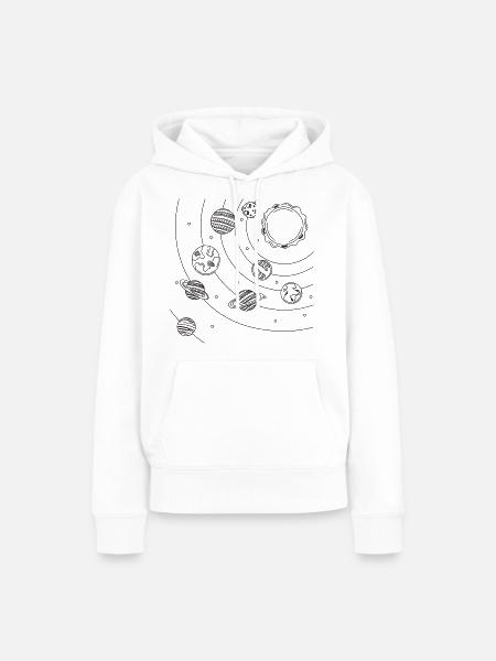 Sonnensystem-Liniengrafik - Frauen Premium Bio Hoodie - Weiß