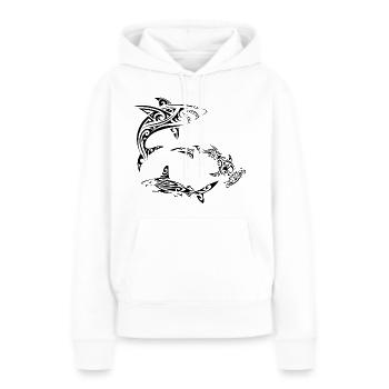 Requins polynésiens noirs - Sweat à capuche Premium bio Femme - blanc - Devant - Julia (174cm)