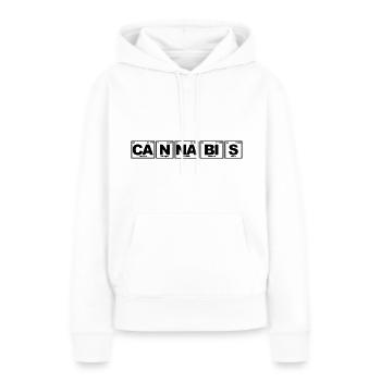 Cannabis : Chimie - Tableau périodique - Sweat à capuche Premium bio Femme - blanc - Devant - Julia (174cm)