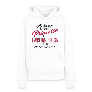 Princesse et twirling baton - Sweat à capuche Premium bio Femme - blanc - Devant - Julia (174cm)