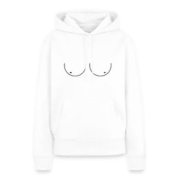 Seins Seins Mamelons Alarme Op - Sweat à capuche Premium bio Femme - blanc - Devant - Julia (174cm)