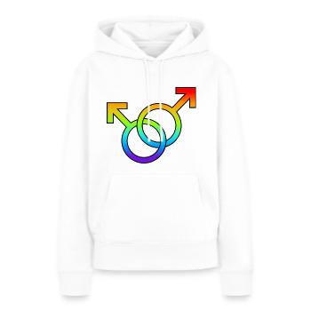 CSD: Égalité et tolérance - Sweat à capuche Premium bio Femme - blanc - Devant - Julia (174cm)
