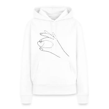 Hand holds heart - Women’s Premium Organic Hoodie - white - Front - Julia (174cm)