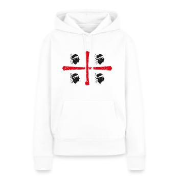 Croix drapeau sarde - Sweat à capuche Premium bio Femme - blanc - Devant - Julia (174cm)