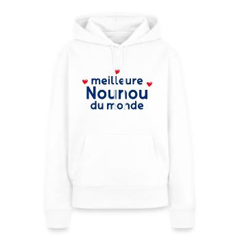 Meilleure Nounou Du monde - Sweat à capuche Premium bio Femme - blanc - Devant - Julia (174cm)