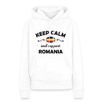 Les Roumains - Sweat à capuche Premium bio Femme - blanc - Devant - Julia (174cm)