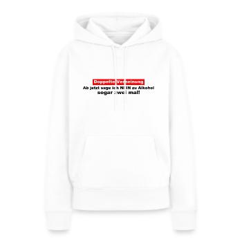 Double négatif - Non à l’alcool - Sweat à capuche Premium bio Femme - blanc - Devant - Julia (174cm)