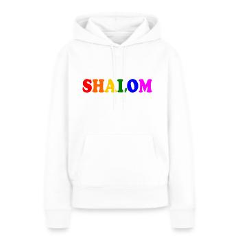 Shalom - Sweat à capuche Premium bio Femme - blanc - Devant - Julia (174cm)