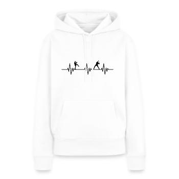 Battement de cœur de joueur de baseball et de baseball - Sweat à capuche Premium bio Femme - blanc - Devant - Julia (174cm)