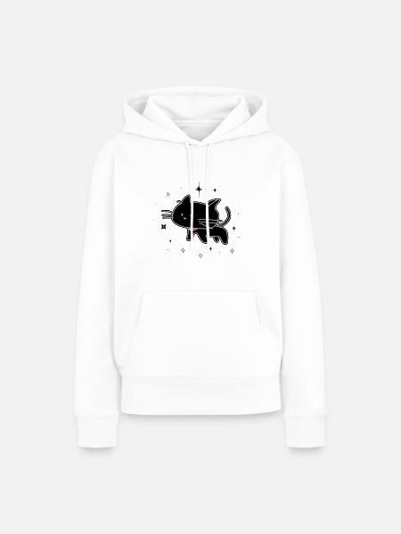 Schwarze Katze - Frauen Premium Bio Hoodie - Weiß