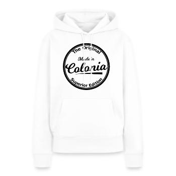 Né à Cologne - Sweat à capuche Premium bio Femme - blanc - Devant - Julia (174cm)