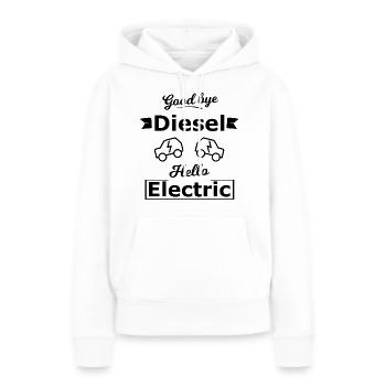 Bonjour les voitures électriques - Sweat à capuche Premium bio Femme - blanc - Devant - Julia (174cm)
