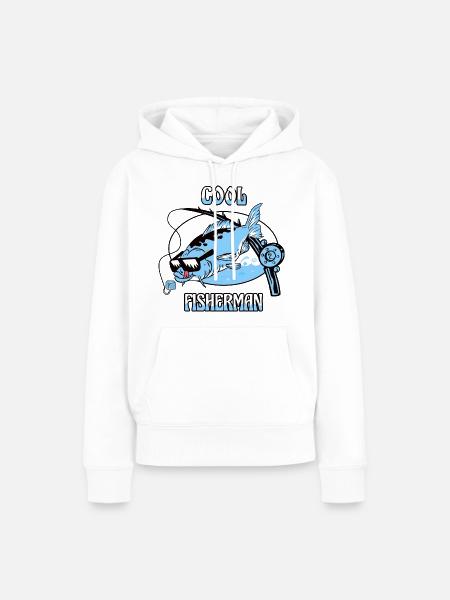 Coole Fischer Mann - Frauen Premium Bio Hoodie - Weiß