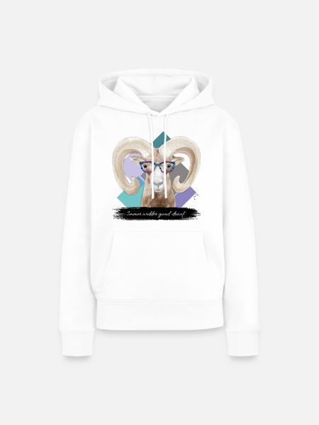 JvG Widder "Immer widder guad drauf." - Frauen Premium Bio Hoodie - Weiß