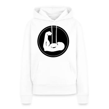 Icône d’haltère musculaire - Sweat à capuche Premium bio Femme - blanc - Devant - Julia (174cm)