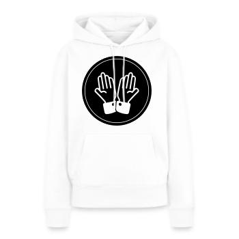 Cercle de prière des mains - Sweat à capuche Premium bio Femme - blanc - Devant - Julia (174cm)