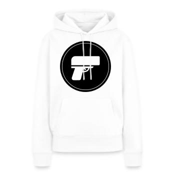 Cercle de pluie d’argent d’armes à feu - Sweat à capuche Premium bio Femme - blanc - Devant - Julia (174cm)
