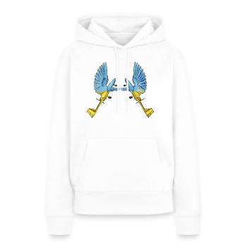 Doves of Peace Ukrainian Bird Bayraktar TB2 - Frauen Premium Bio Hoodie - Weiß - Vorne - Julia (174cm)