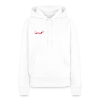 Amour Amour Coeur - Sweat à capuche Premium bio Femme - blanc - Devant - Julia (174cm)