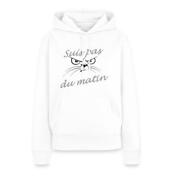 Suis pas du matin - Sweat à capuche Premium bio Femme - blanc - Devant - Julia (174cm)