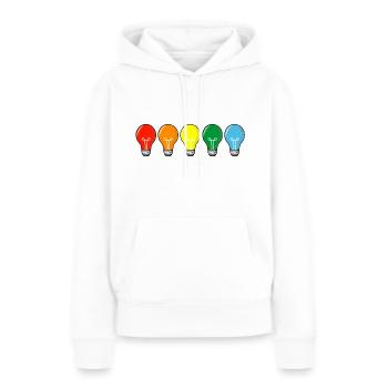 farbige Glühbirnen - Frauen Premium Bio Hoodie - Weiß - Vorne - Julia (174cm)