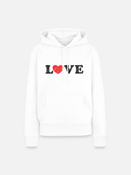 Herz scribble - Frauen Premium Bio Hoodie - Weiß