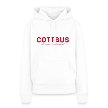 T-shirt Cottbus – Pour les vrais fans - Sweat à capuche Premium bio Femme - blanc - Devant - Julia (174cm)