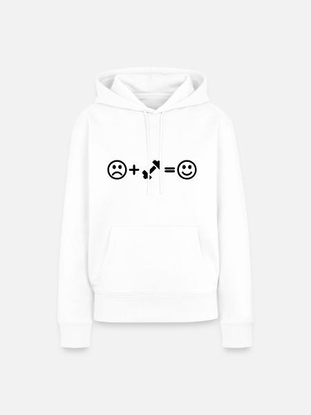 Hantel Smiley Kraftsport Gewichte Fitness - Frauen Premium Bio Hoodie - Weiß