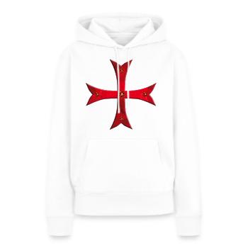 Rubis croix rouge des Templiers - Sweat à capuche Premium bio Femme - blanc - Devant - Julia (174cm)