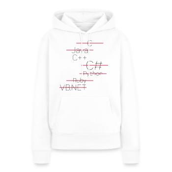 C++ - SIMPLE - Sweat à capuche Premium bio Femme - blanc - Devant - Julia (174cm)