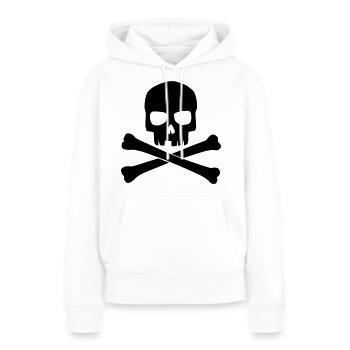 Crâne noir avec os croisés - Sweat à capuche Premium bio Femme - blanc - Devant - Julia (174cm)