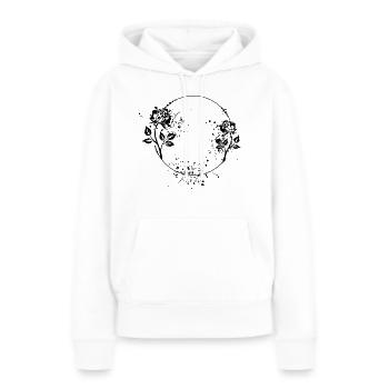 Cadre rose rond avec taches de couleur - Sweat à capuche Premium bio Femme - blanc - Devant - Julia (174cm)