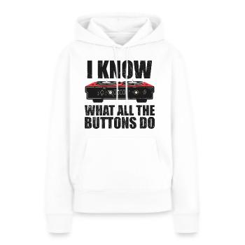 Ich weiß, was alle Tasten tun - Frauen Premium Bio Hoodie - Weiß - Vorne - Julia (174cm)