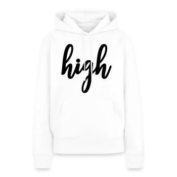 High - Frauen Premium Bio Hoodie - Weiß - Vorne - Julia (174cm)