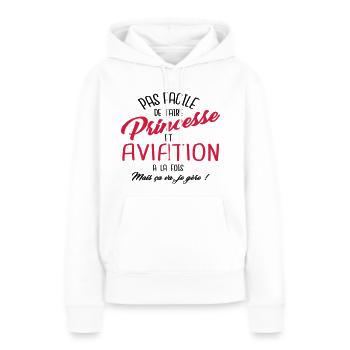 Princesse et aviation - Sweat à capuche Premium bio Femme - blanc - Devant - Julia (174cm)