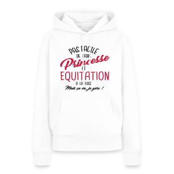 Princesse et équitation - Sweat à capuche Premium bio Femme - blanc - Devant - Julia (174cm)