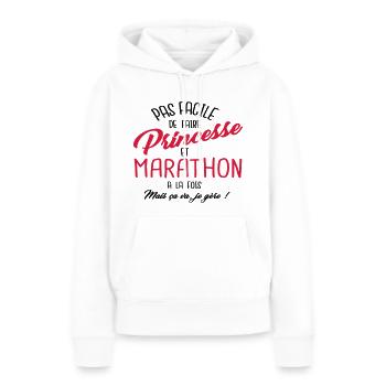 Princesse et marathon - Sweat à capuche Premium bio Femme - blanc - Devant - Julia (174cm)