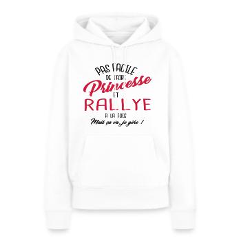 Princesse et rallye - Sweat à capuche Premium bio Femme - blanc - Devant - Julia (174cm)