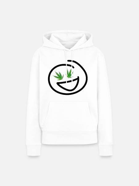 Lachendes Hanf-Gesicht - Frauen Premium Bio Hoodie - Weiß