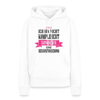 Ich bin nicht kompliziert - Frauen Premium Bio Hoodie - Weiß - Vorne - Julia (174cm)