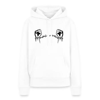 Ein gefangener befreit sich von seinen Ketten - Frauen Premium Bio Hoodie - Weiß - Vorne - Julia (174cm)