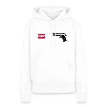 Gun PENG 2c - Sweat à capuche Premium bio Femme - blanc - Devant - Julia (174cm)