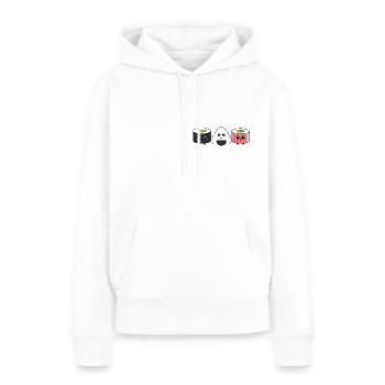 Trio de sushi - Sweat à capuche Premium bio Femme - blanc - Devant - Julia (174cm)