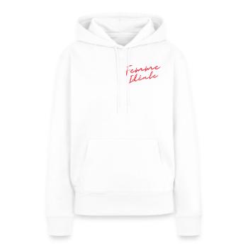 Modèle Femme Idéale | Cadeau Saint Valentin - Sweat à capuche Premium bio Femme - blanc - Devant - Julia (174cm)