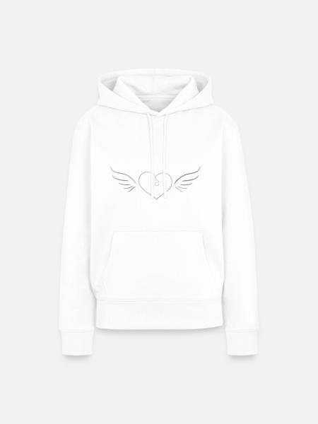 silber Herz Engel Symbol Flügel - Frauen Premium Bio Hoodie - Weiß