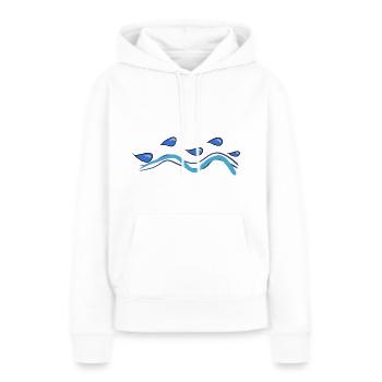 ligne gouttes lignes symboles d’eau lignes - Sweat à capuche Premium bio Femme - blanc - Devant - Julia (174cm)